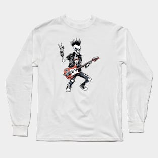 Punk Rock Skeleton Guitar Shredder Long Sleeve T-Shirt